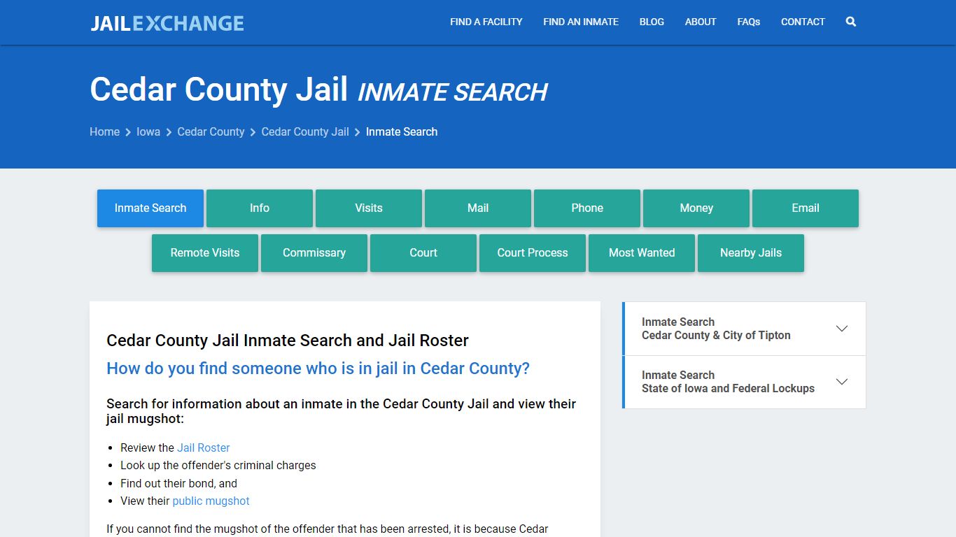 Inmate Search: Roster & Mugshots - Cedar County Jail, IA