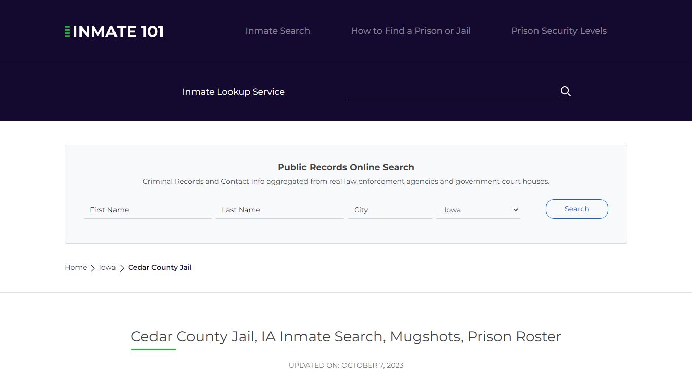 Cedar County Jail, IA Inmate Search, Mugshots, Prison Roster